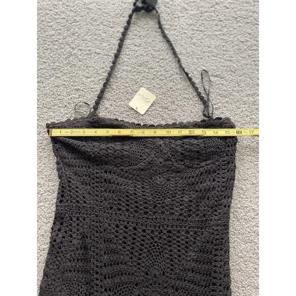 Free people Midi Dress Women Bodycon Black Dahlia Crochet Halter Slit Side Sz M - Picture 7 of 10